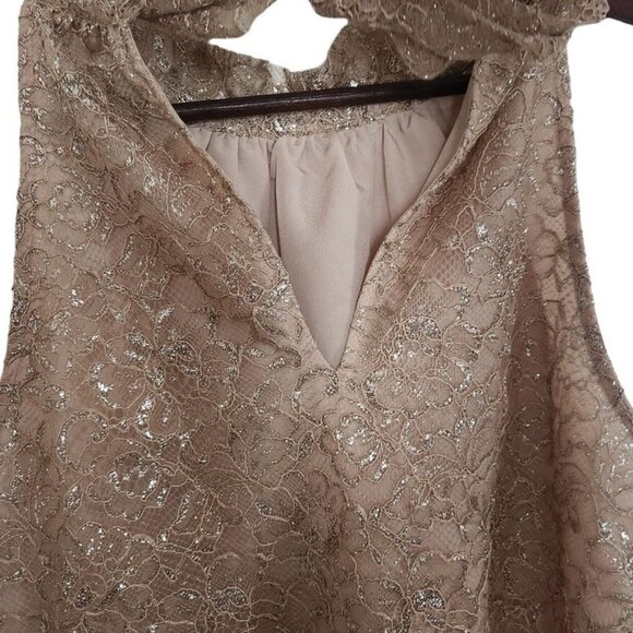 J Crew Tie-Neck Top In Metallic Gold Lace Sleeveless Women Size Small NEW - Picture 6 of 7